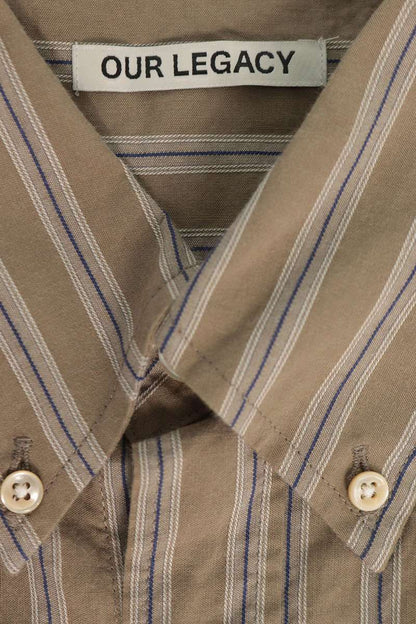 OUR LEGACY 22SS Borrowed Bd Logo Stripe Shirt Beige Size L