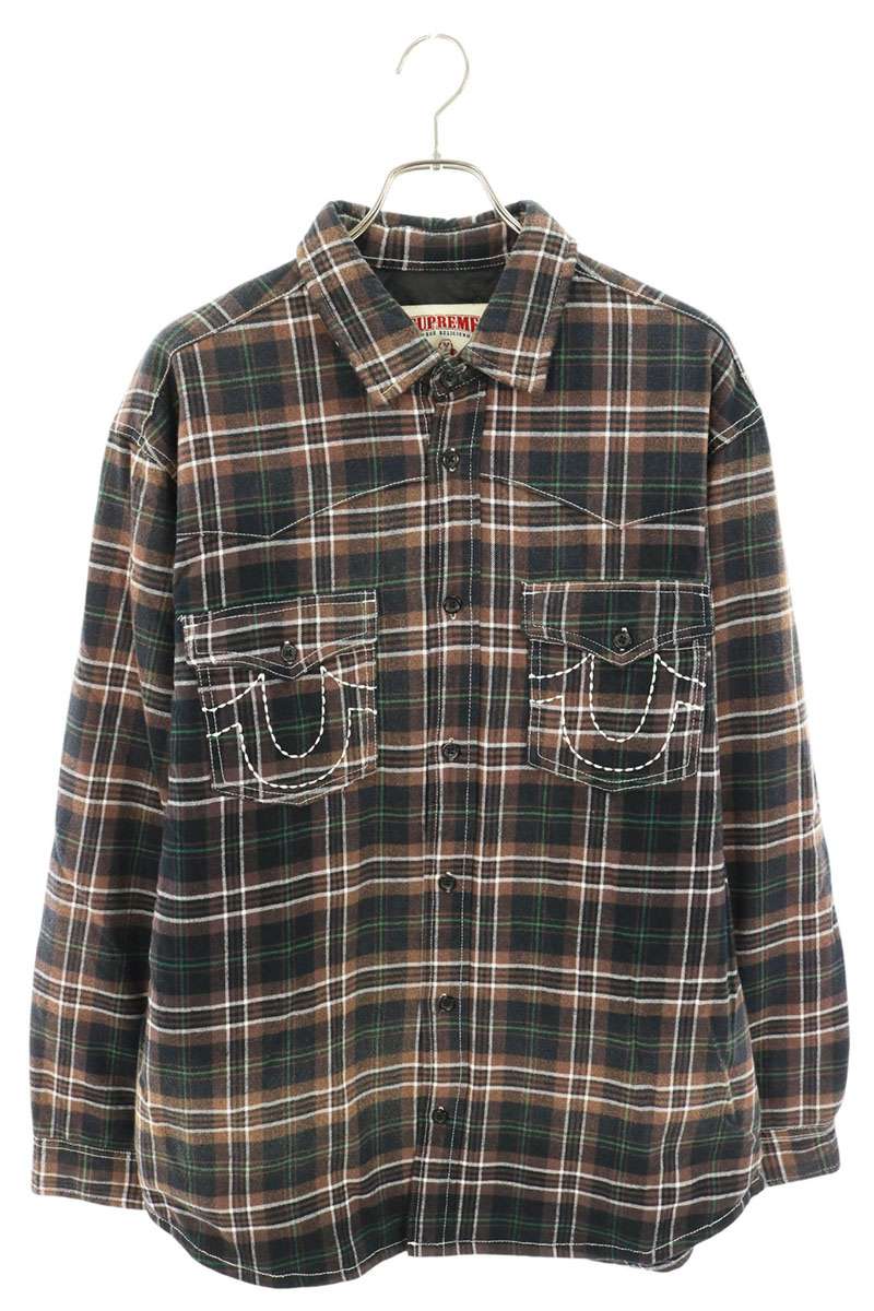 SUPREME 25AW Quilted Lined Plaid Flannel Shirt Size L