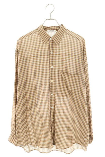 AURALEE 26SS Airy Light Cotton Check Sleeve Shirt Size 5