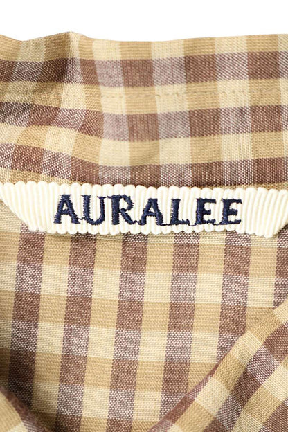 AURALEE 26SS Airy Light Cotton Check Sleeve Shirt Size 5