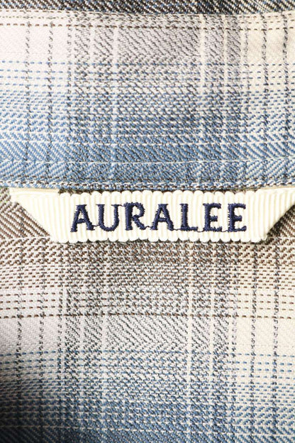 AURALEE Super Light Wool Check Long Sleeve Shirt Size 5