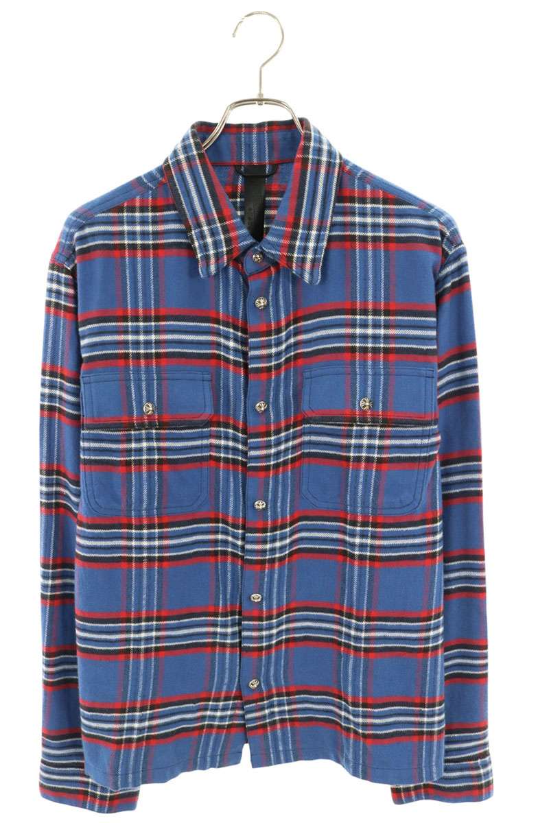 Chrome Hearts WORK DOG Cross Button Flannel Shirt Size L