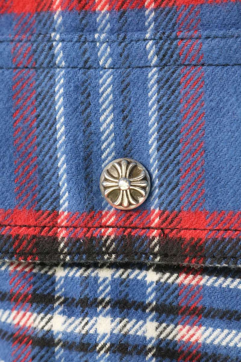 Chrome Hearts WORK DOG Cross Button Flannel Shirt Size L