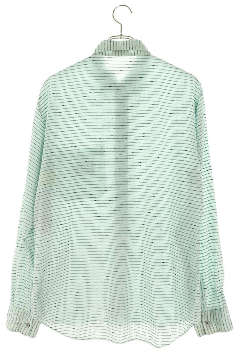 DIOR Green Logo Patch Silk Long Sleeve Shirt Size 40