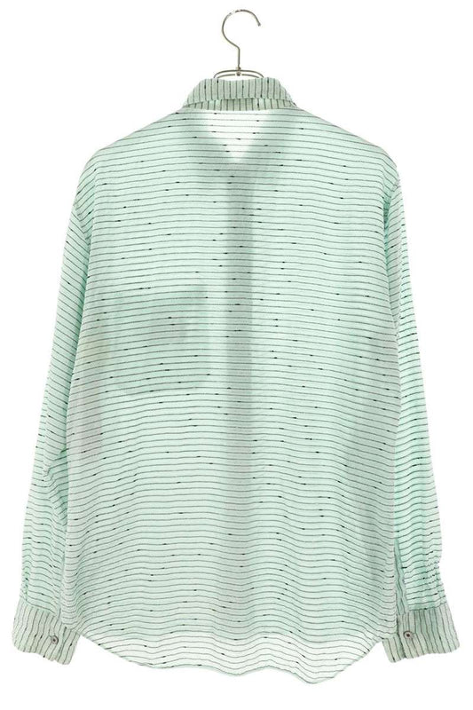 DIOR Green Logo Patch Silk Long Sleeve Shirt Size 40