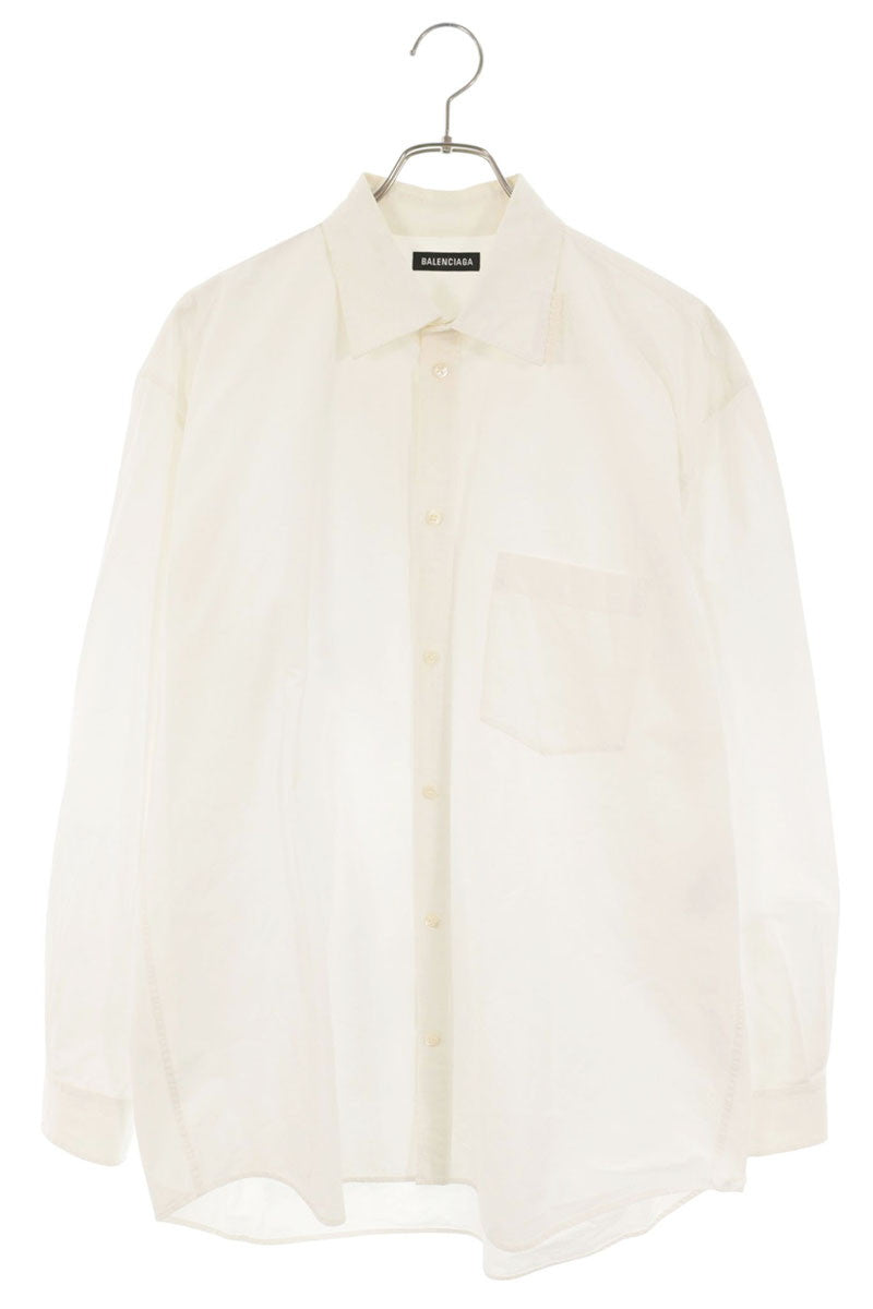 BALENCIAGA White Cotton Long Sleeve Shirt Size XL