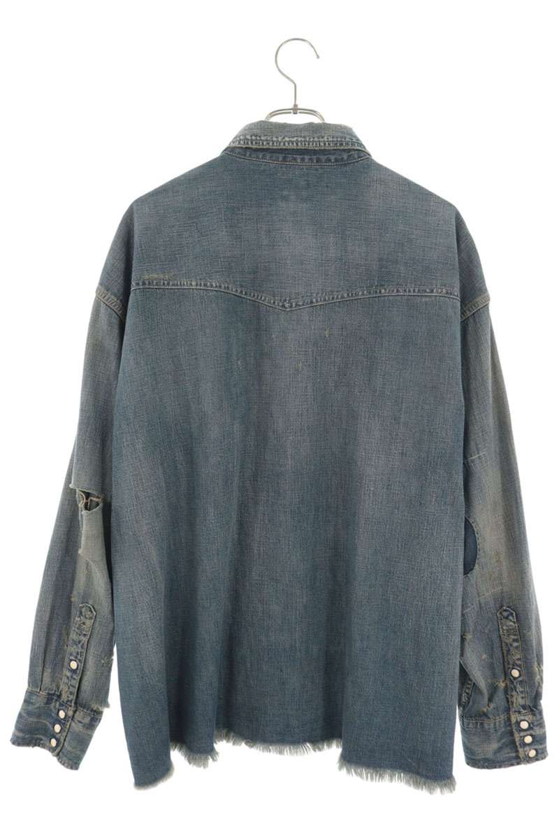 SAINT MICHAEL 23AW Washed Vintage Denim Shirt Blue Size L