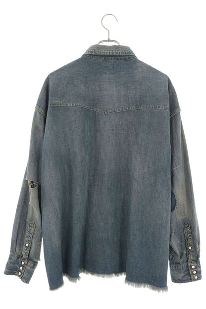 SAINT MICHAEL 23AW Washed Vintage Denim Shirt Blue Size L