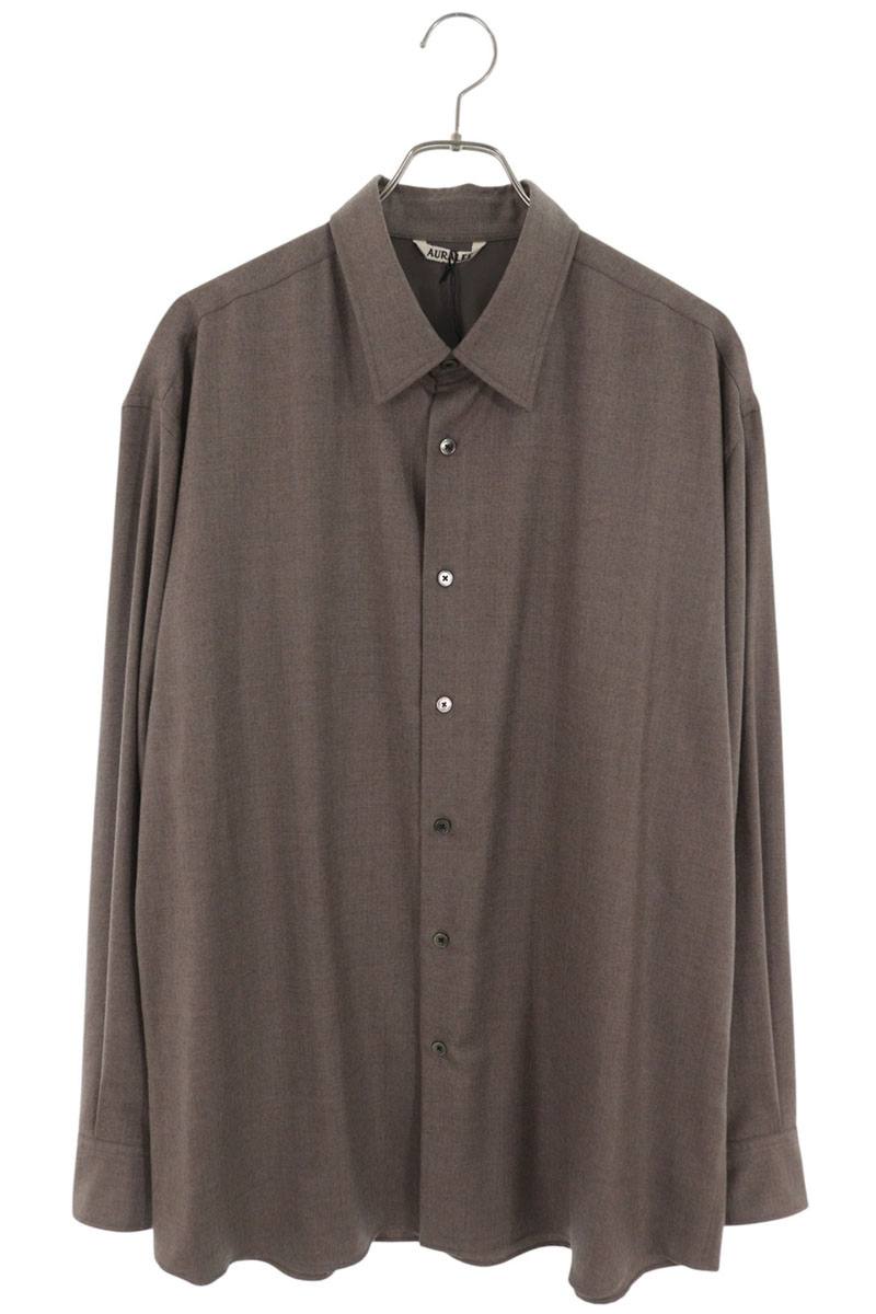 AURALEE Super Wool Long Sleeve Shirt Size 5