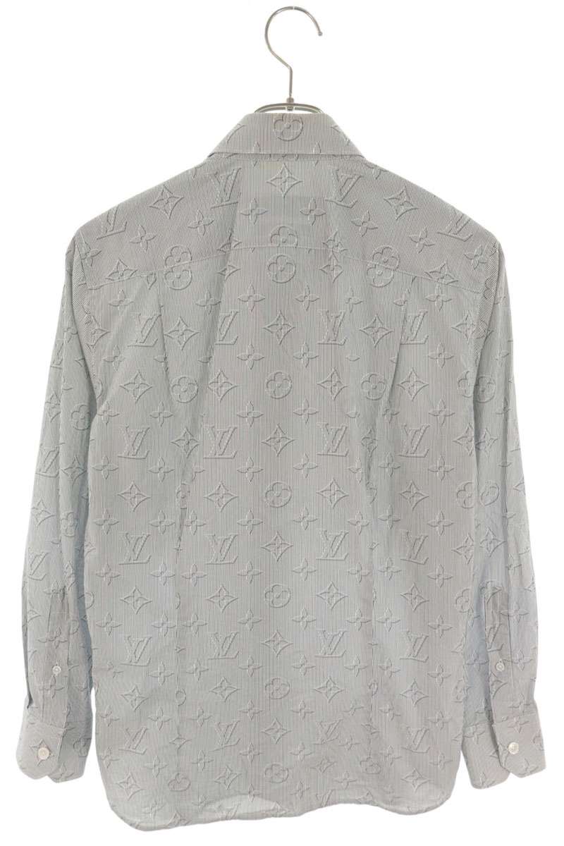 LOUISVUITTON Gray Monogram Stripe Long Sleeve Shirt Size S