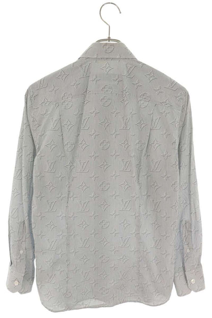 LOUISVUITTON Gray Monogram Stripe Long Sleeve Shirt Size S