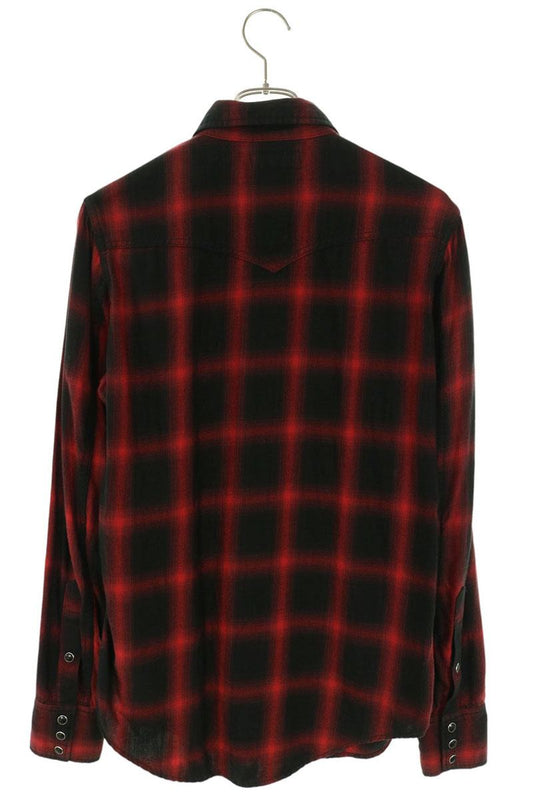 SAINT LAURENT PARIS Ombre Check Shirt Cotton Size XS