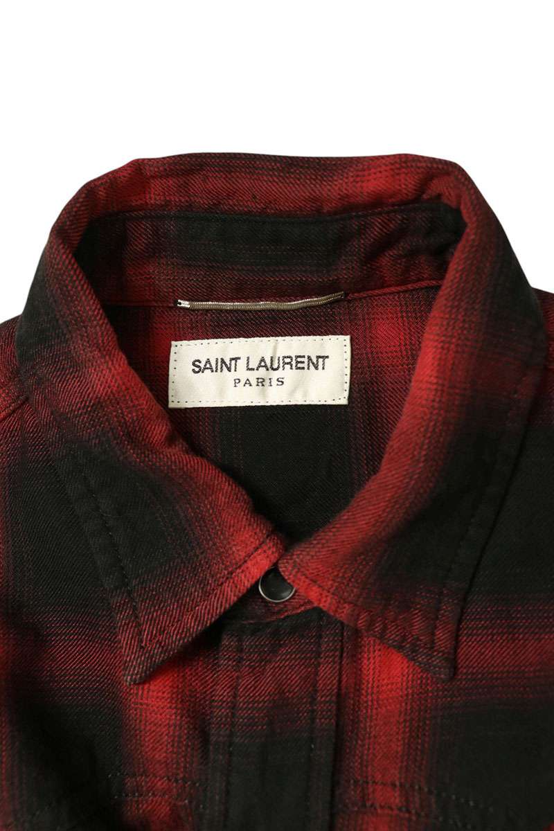 SAINT LAURENT PARIS Ombre Check Shirt Cotton Size XS