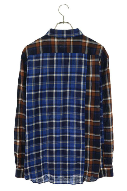LOEWE 22SS Pocket Logo Patchwork Shirt Blue/Brown Size 41