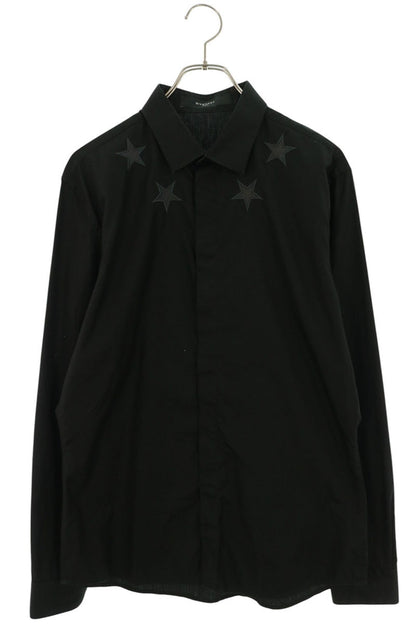 GIVENCHY Star Embroidered Cotton Shirt Black Size 42