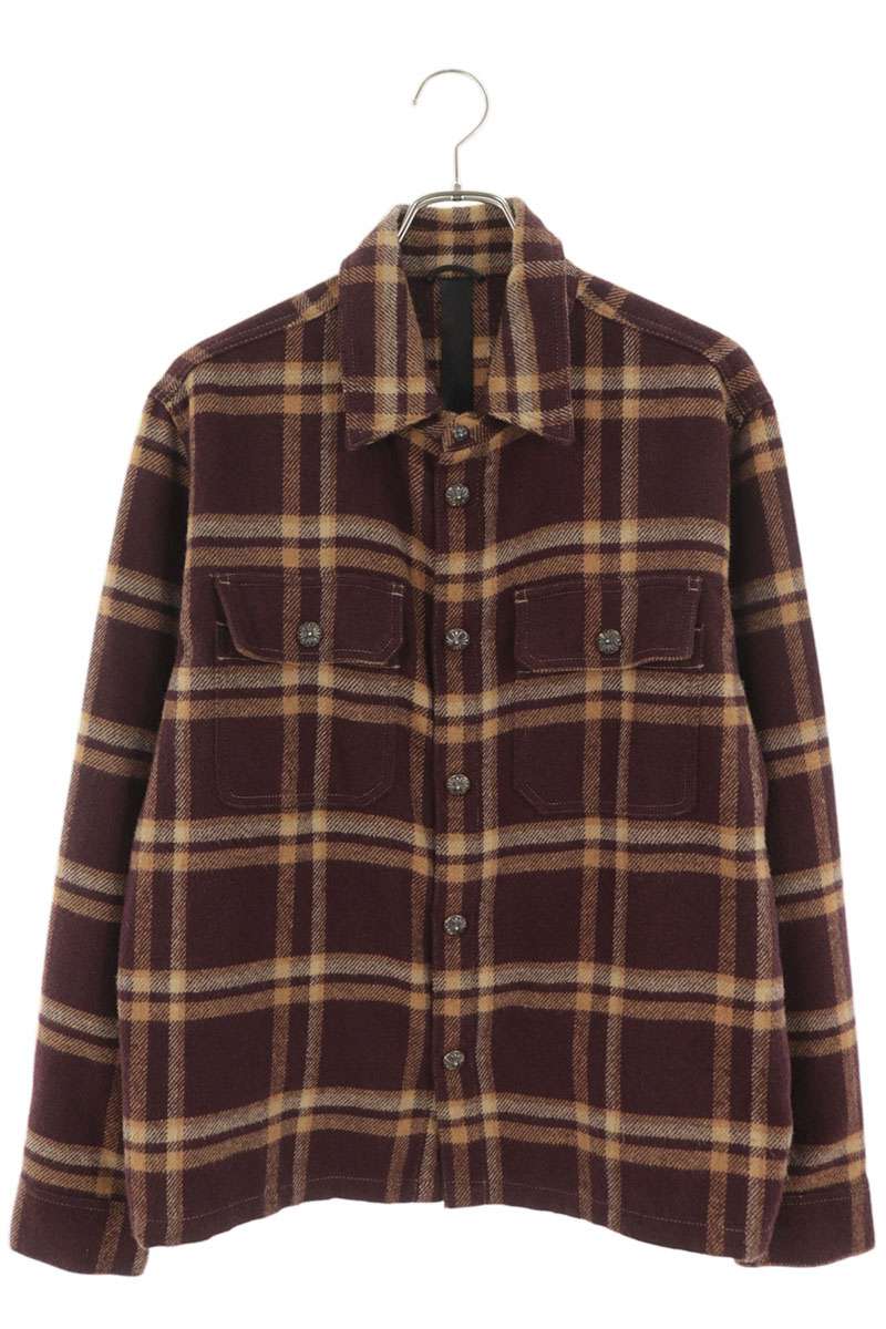 Chrome Hearts WORK DOG Cross Ball Button Shirt Brown Size L