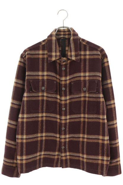 Chrome Hearts WORK DOG Cross Ball Button Shirt Brown Size L