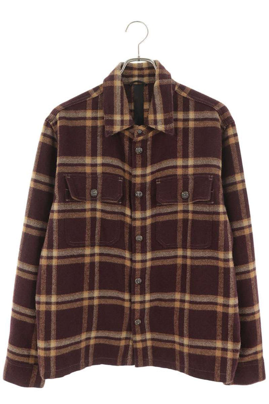 Chrome Hearts WORK DOG Cross Ball Button Shirt Brown Size L