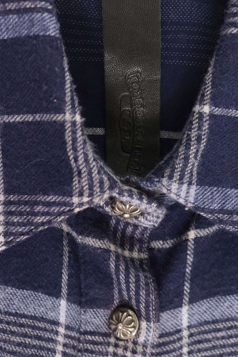 Chrome Hearts Back Flare Knee Cross Patch Shirt Navy Size M