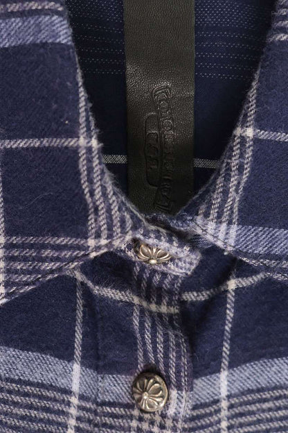 Chrome Hearts Back Flare Knee Cross Patch Shirt Navy Size M