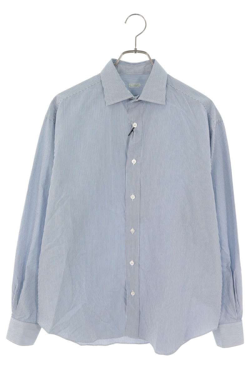 A.PRESSE 26AW Spread Collar Stripe Cotton Shirt Blue Size 2