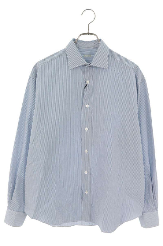 A.PRESSE 26AW Spread Collar Stripe Cotton Shirt Blue Size 2