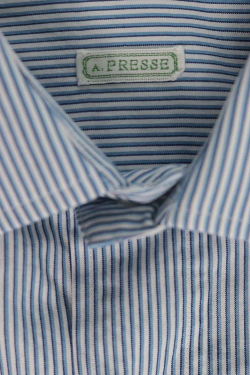 A.PRESSE 26AW Spread Collar Stripe Cotton Shirt Blue Size 2