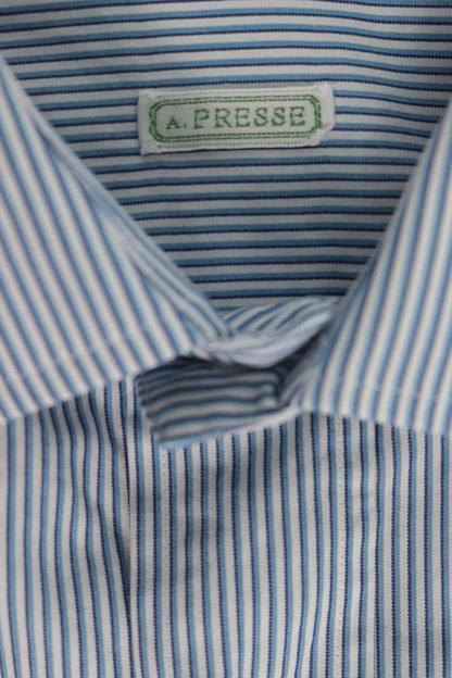 A.PRESSE 26AW Spread Collar Stripe Cotton Shirt Blue Size 2