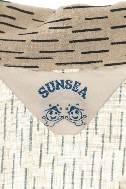 SUNSEA Rain Camo Linen Shirt Beige Size 3
