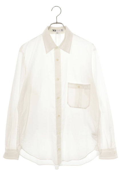 Y-3 Chest Logo Print Cotton Shirt White Size S