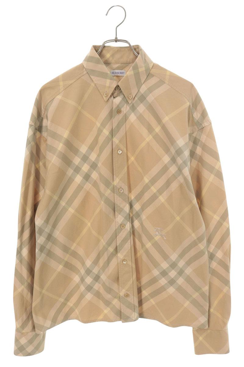Burberry Beige Cotton Check Pattern Shirt Size M