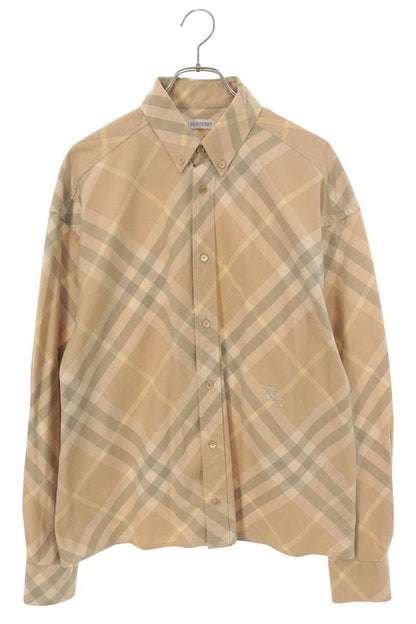 Burberry Beige Cotton Check Pattern Shirt Size M