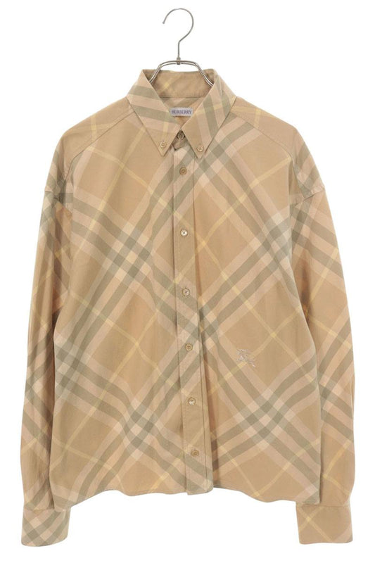 Burberry Beige Cotton Check Pattern Shirt Size M
