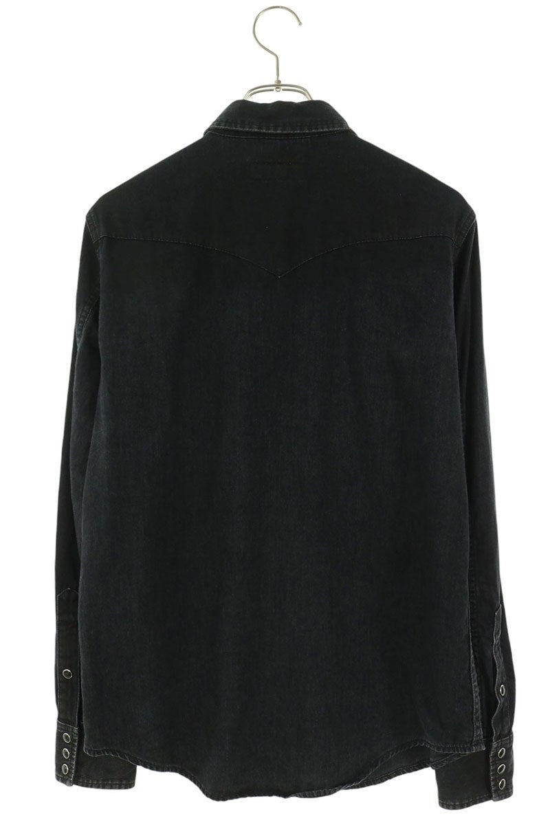 SAINT LAURENT PARIS Black Denim Western Shirt Size M