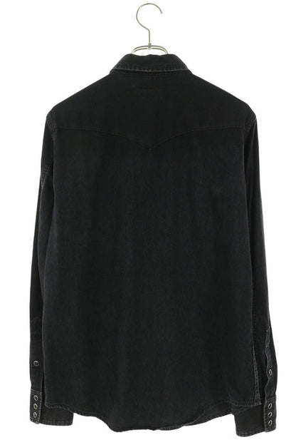 SAINT LAURENT PARIS Black Denim Western Shirt Size M