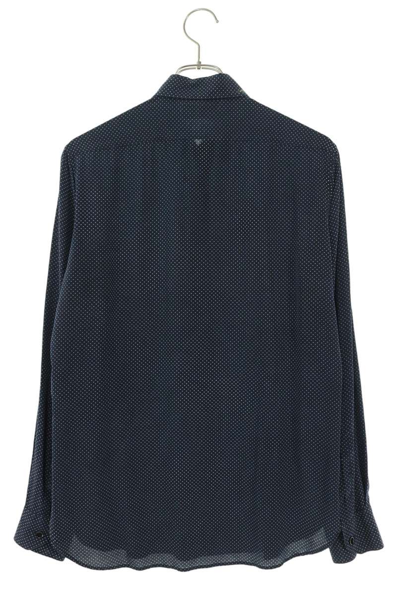 SAINT LAURENT PARIS Microdot Silk Long Sleeve Shirt Size S