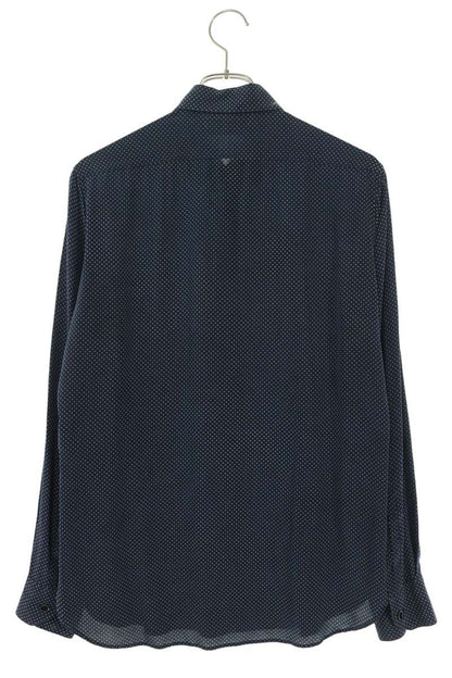 SAINT LAURENT PARIS Microdot Silk Long Sleeve Shirt Size S