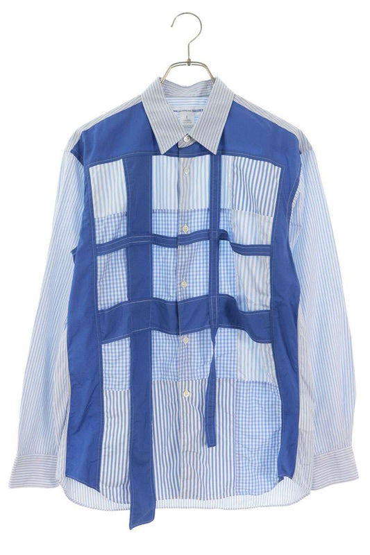 COMME des GARCONS SHIRT Stripe Patchwork Shirt Blue Size S