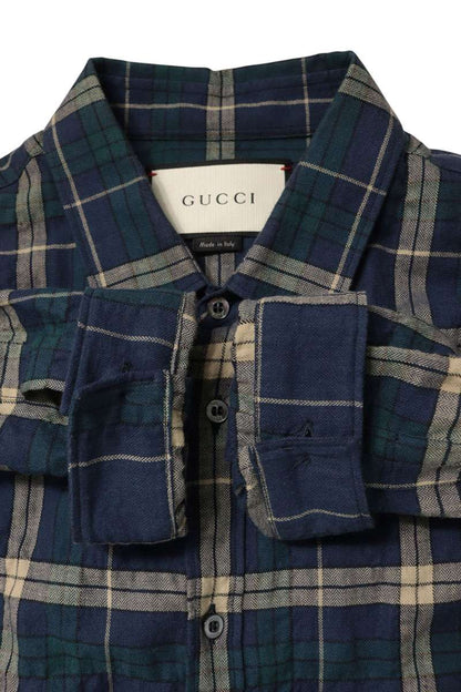 GUCCI Check Long Sleeve Shirt Size M