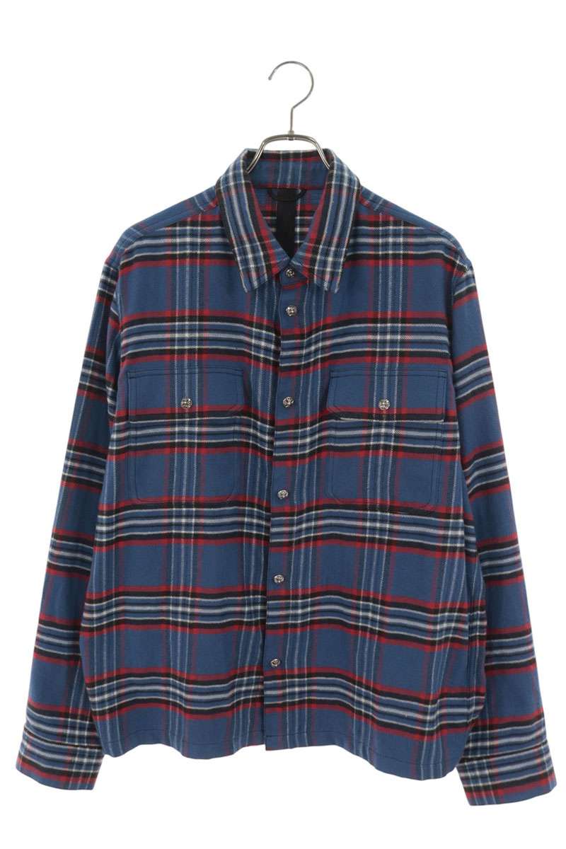 Chrome Hearts WORK DOG Cross Button Check Shirt Size L