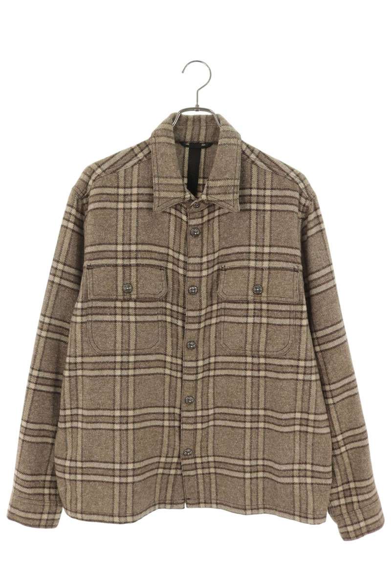Chrome Hearts Khaki Cross Ball Button Check Shirt Size L