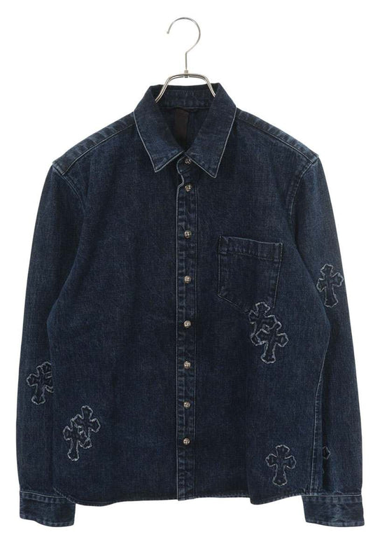 Chrome Hearts LOOSEENDS FBRC Denim Cross Patch Shirt Size L