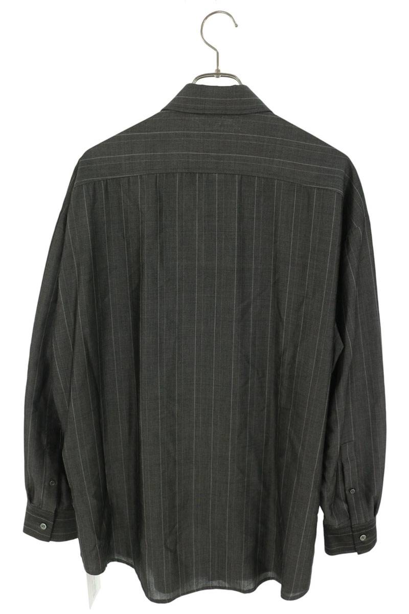 AUBERO Gray Rayon Wool Stripe Long Sleeve Shirt Size S