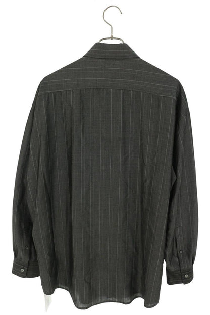 AUBERO Gray Rayon Wool Stripe Long Sleeve Shirt Size S