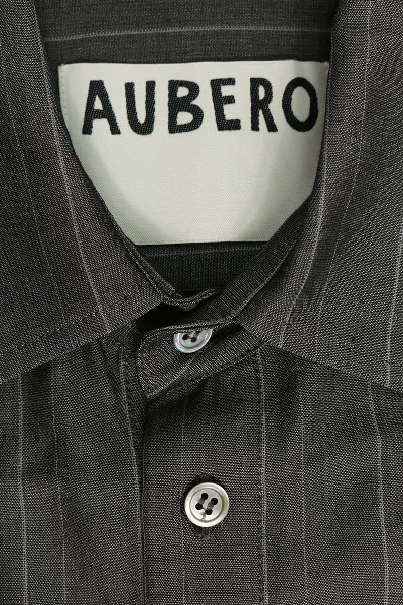 AUBERO Gray Rayon Wool Stripe Long Sleeve Shirt Size S