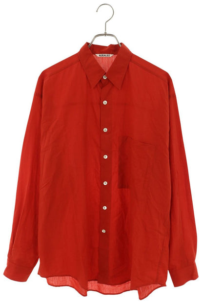 AURALEE 26SS Red Oversized Long Sleeve Shirt Size 4