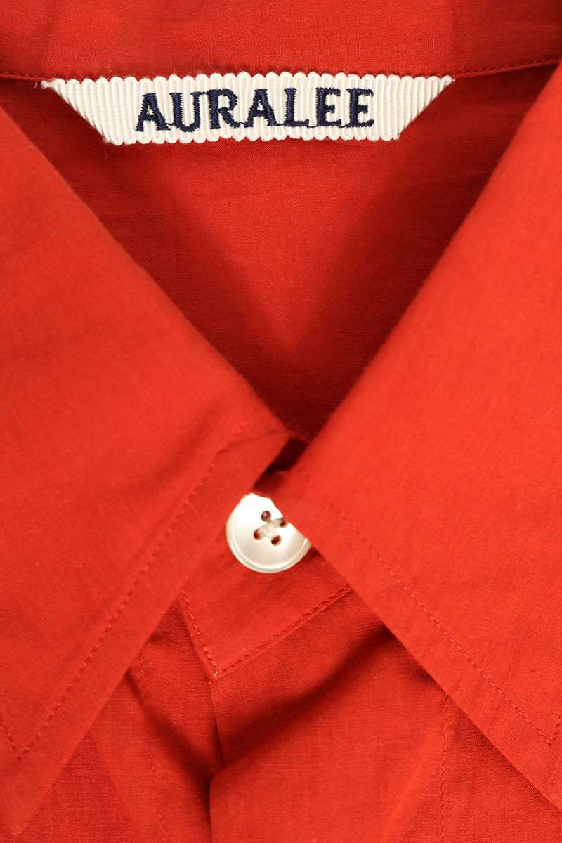 AURALEE 26SS Red Oversized Long Sleeve Shirt Size 4