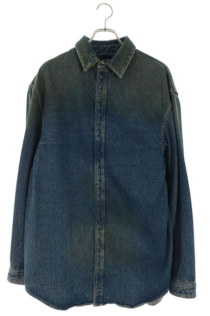 BALENCIAGA Vintage Wash Long Sleeve Shirt Indigo Size L