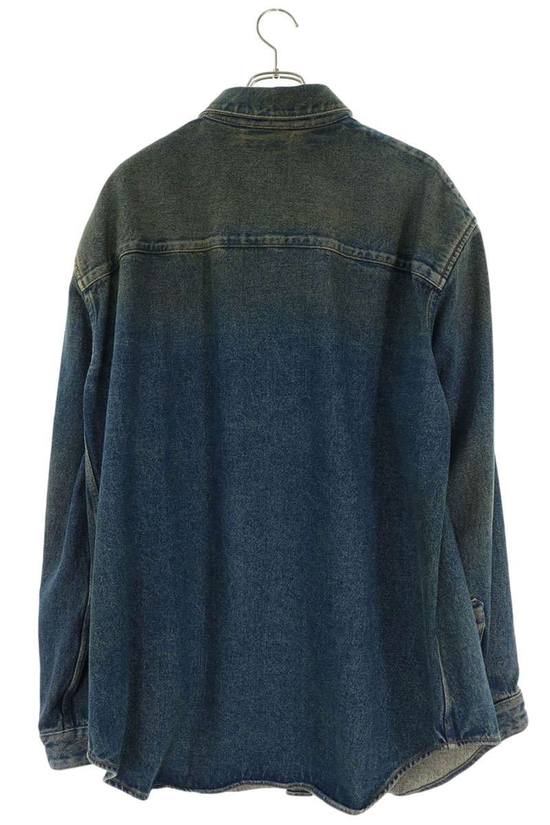 BALENCIAGA Vintage Wash Long Sleeve Shirt Indigo Size L