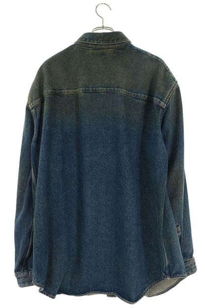 BALENCIAGA Vintage Wash Long Sleeve Shirt Indigo Size L